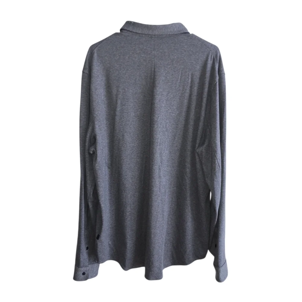 Lululemon Men's Soft Knit Overshirt Grey/Navy Button-Up Shirt Jacket Size XL
